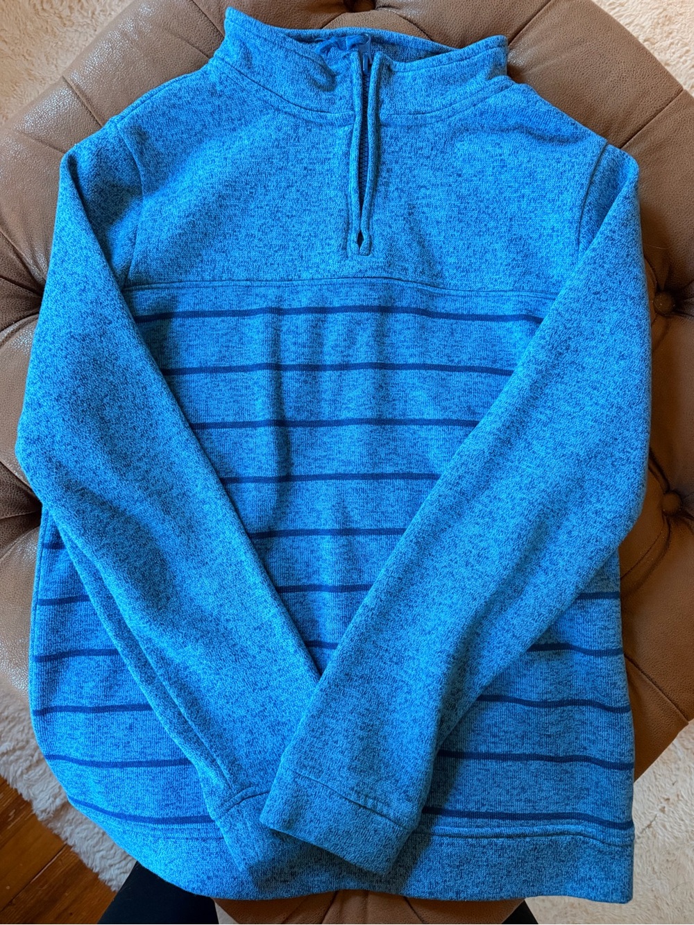 Sonoma Boy’s Blue Striped Quarter-Zip Pullover